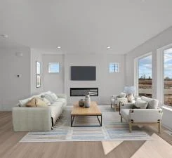 The living room complete with fireplace.