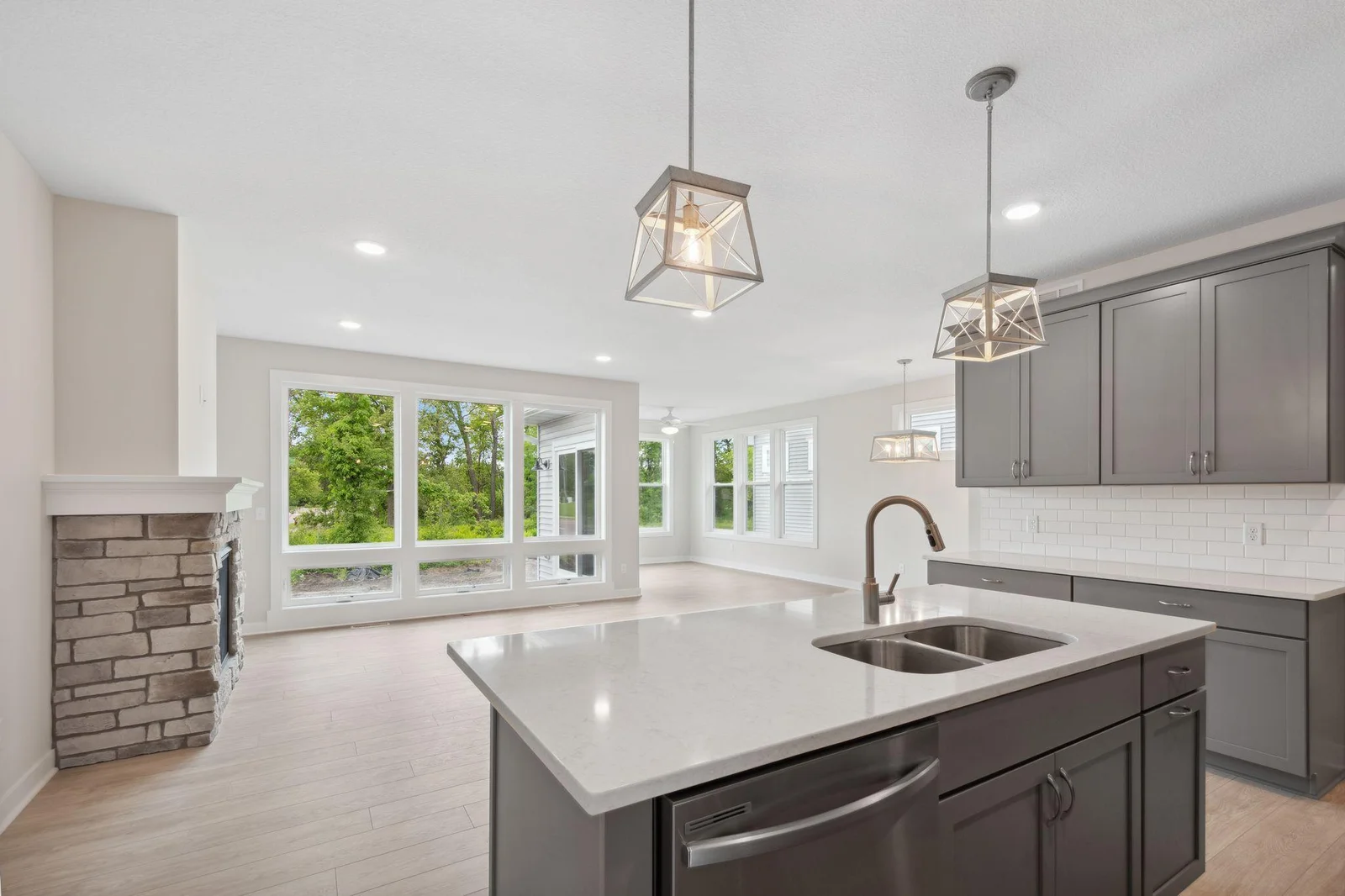 Kitchen, living room, sunroom