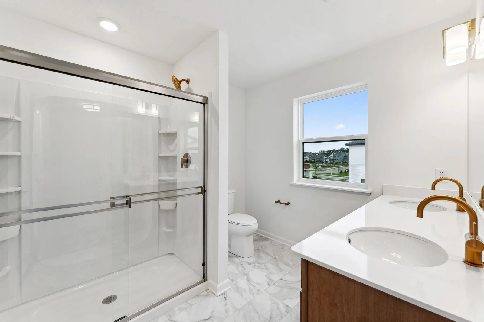 Owner's bath with elevated finishes.