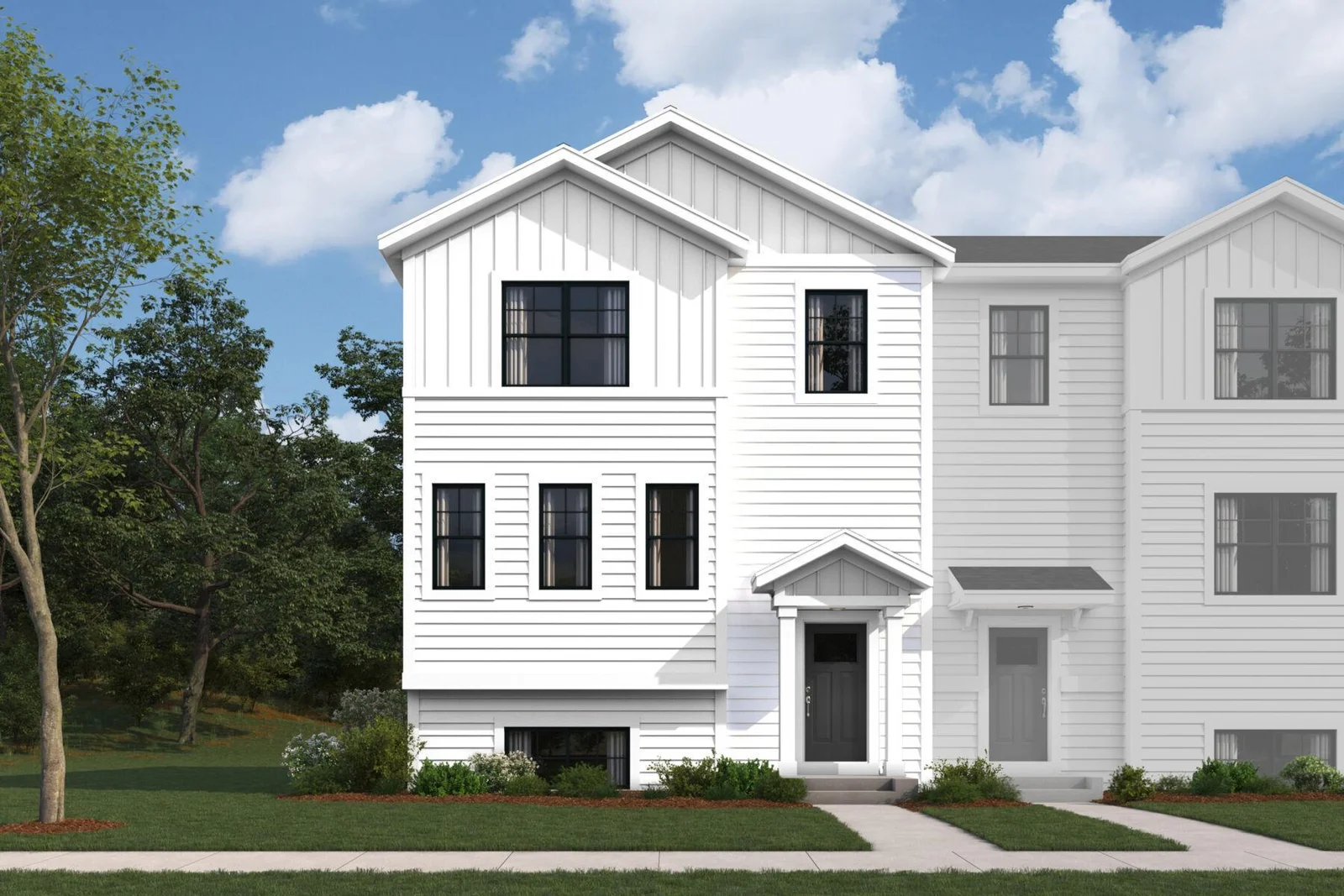 Schulz front elevation, end unit