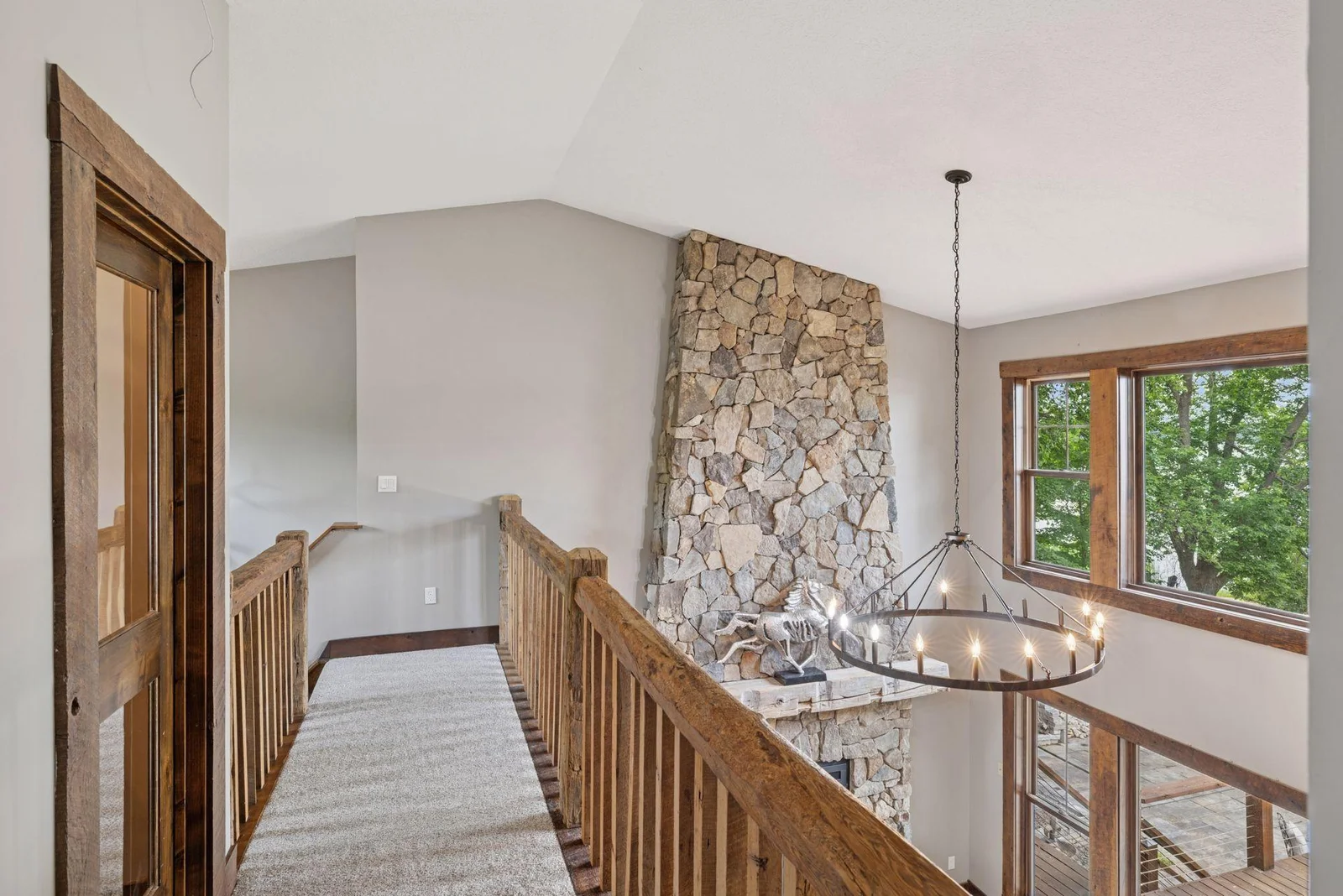 The upper level is flooded with natural light.