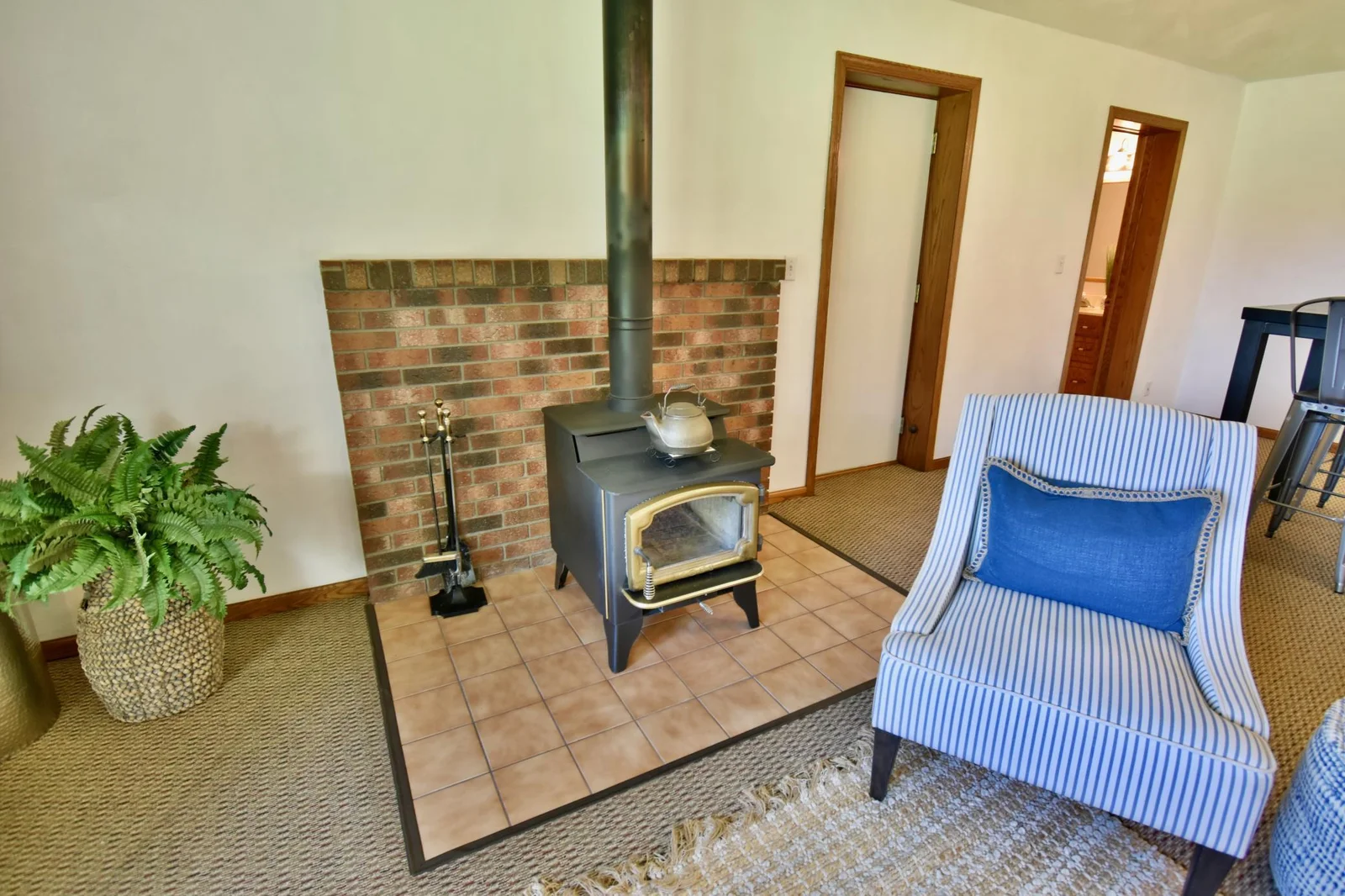 Wood burning fireplace