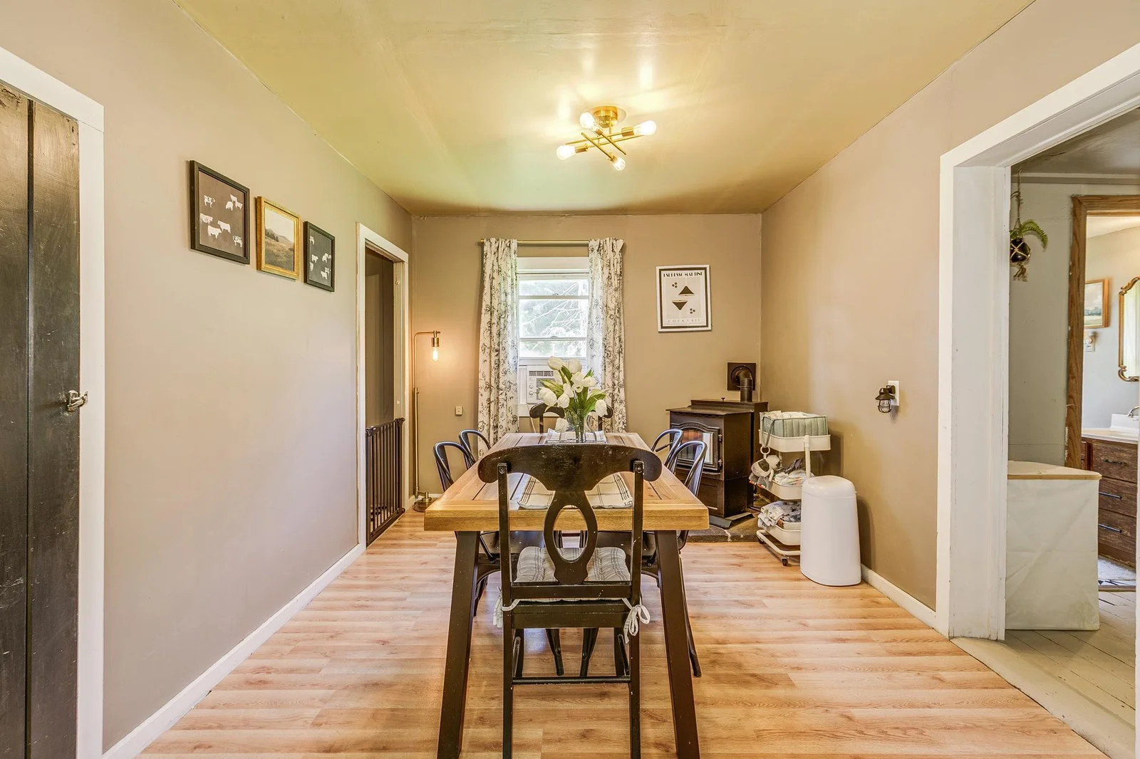 Sit down and enjoy a meal in the dining room