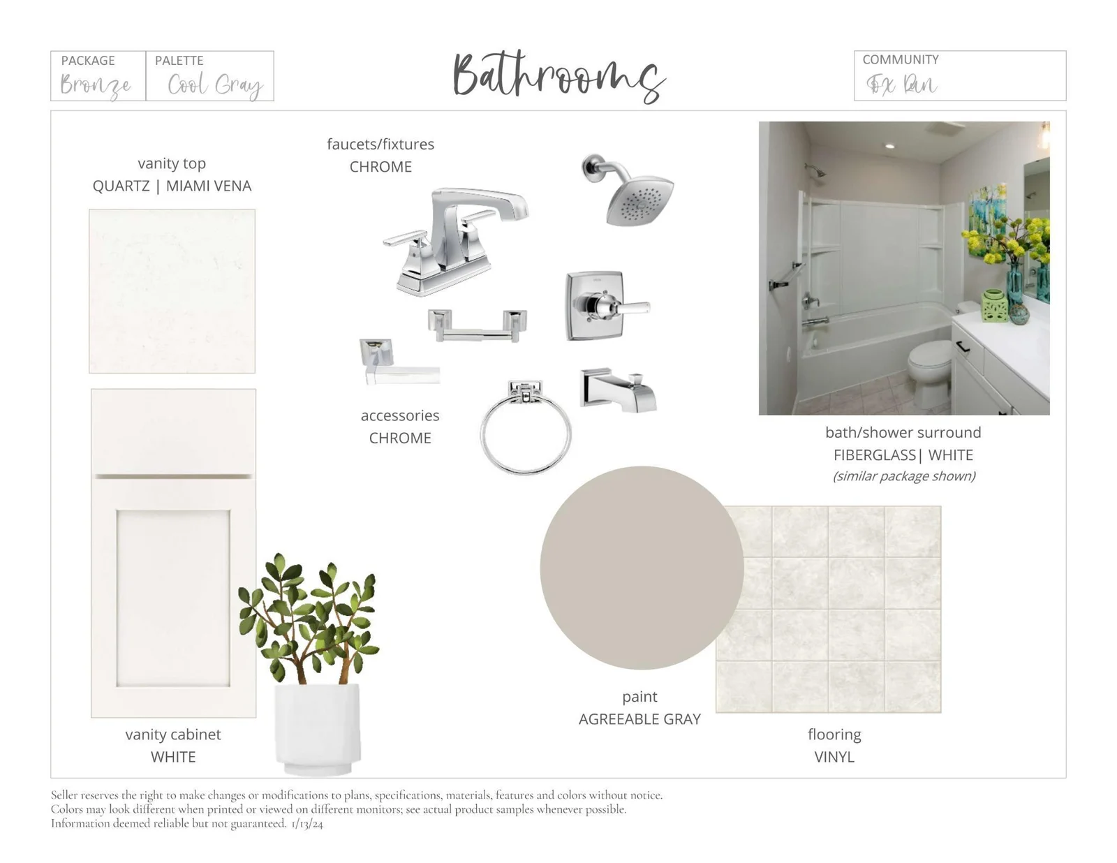 Interior Color Package. Photos and renderings may not depict actual plan, materials, & finishes may vary. All measurements are approximate.