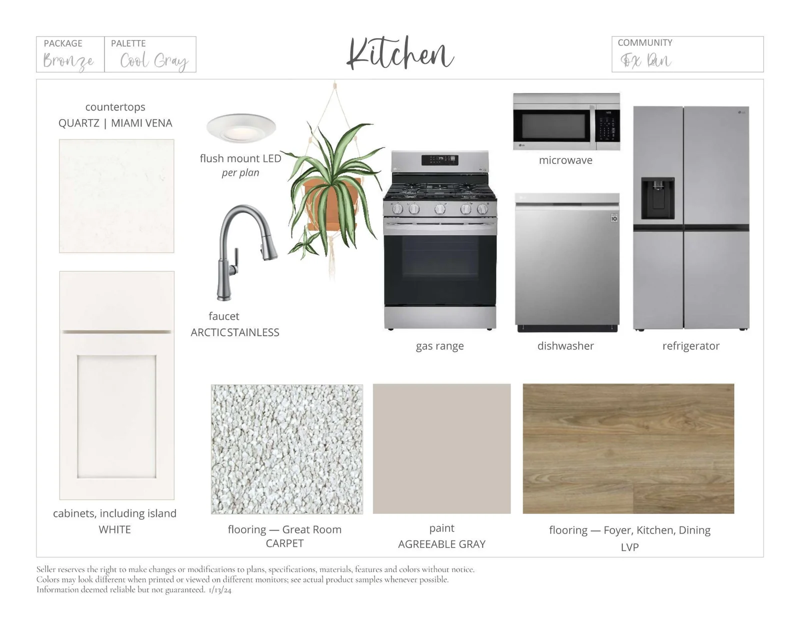 Interior Color Package. Photos and renderings may not depict actual plan, materials, & finishes may vary. All measurements are approximate.