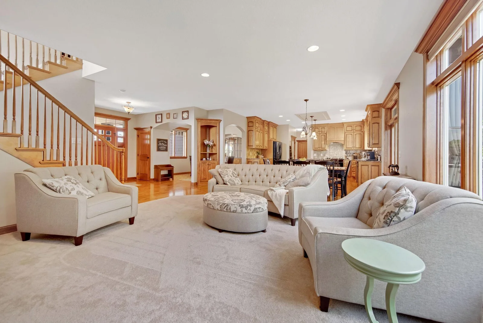 Bright, spacious, and open with new carpeting throughout.