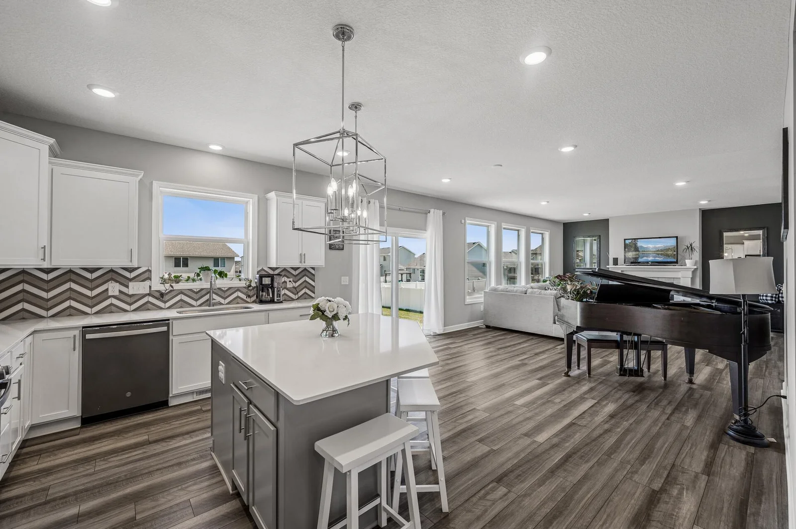 Showing area for dining table - you can see there's great space even with the piano in the room too!