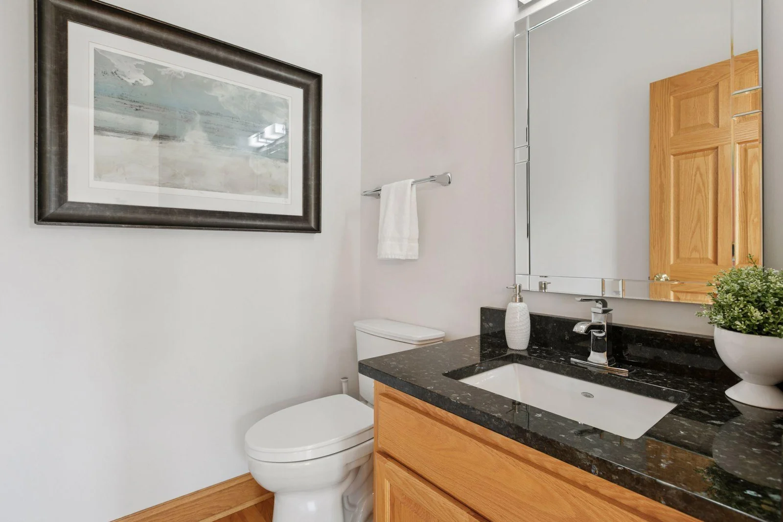 Main level half bath with new countertop