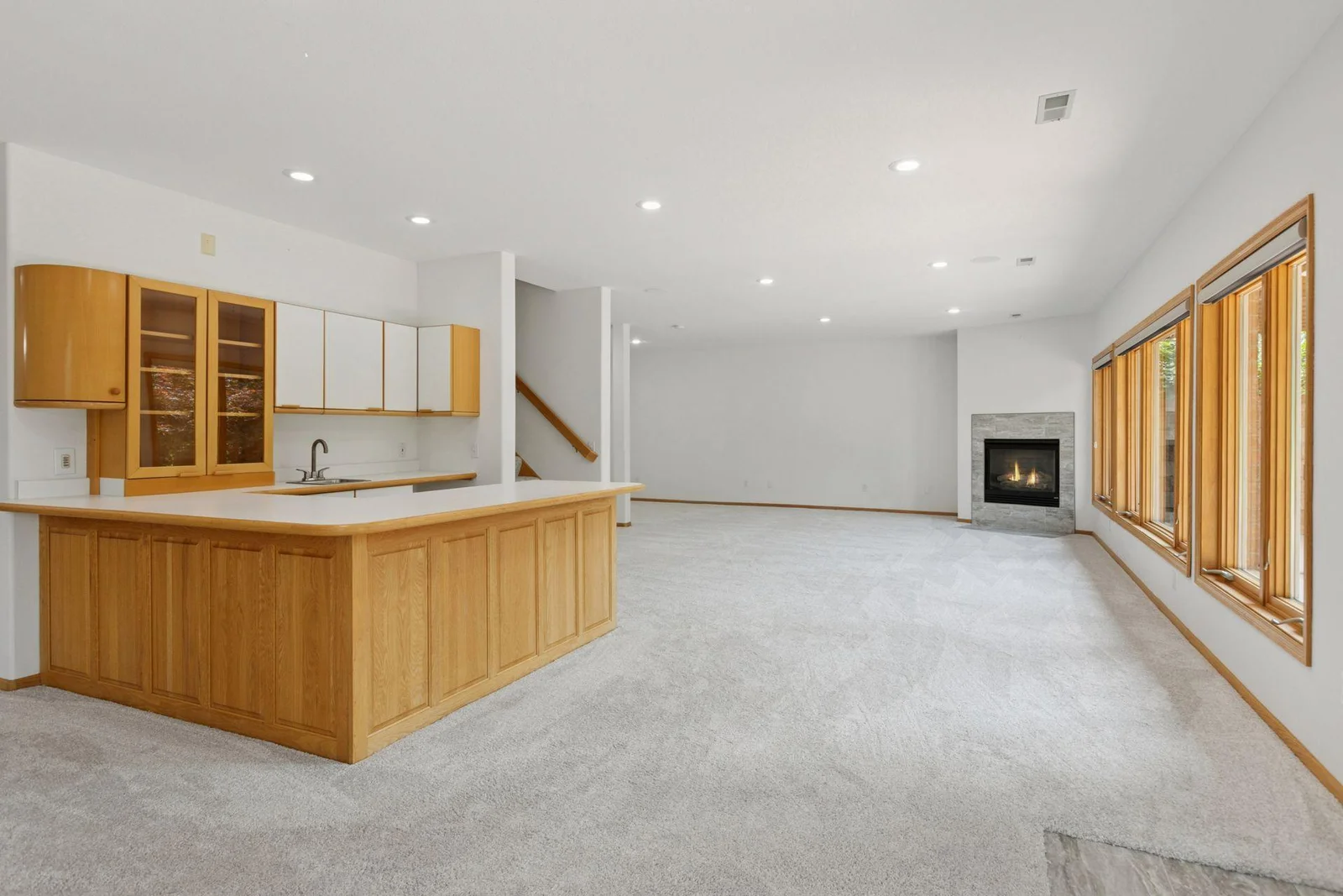 The lower level wet bar is perfect for entertaining