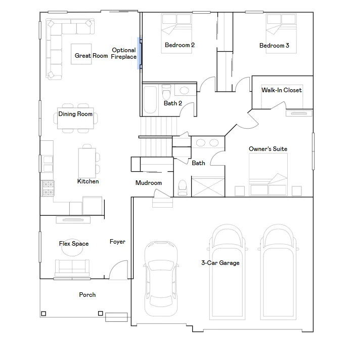 Courtland main level floorplan