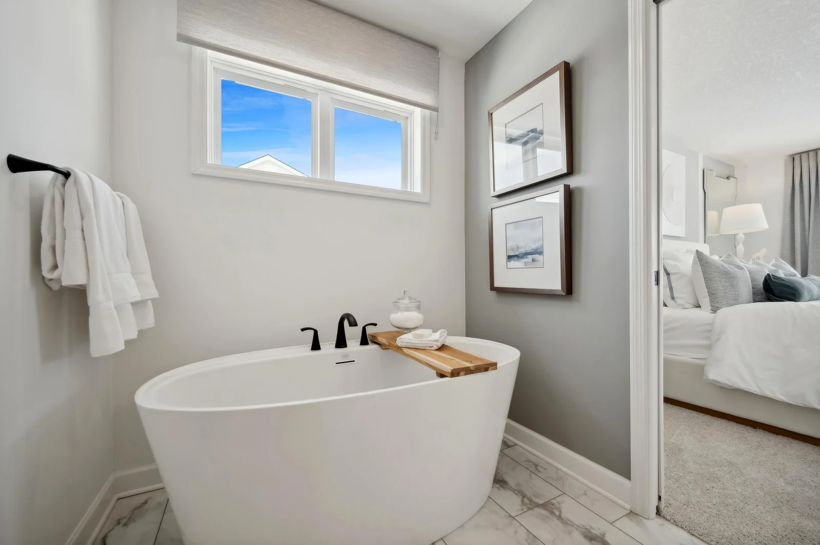 (Photo of a decorated model, actual homes finishes will vary) A view of the soaking tub.