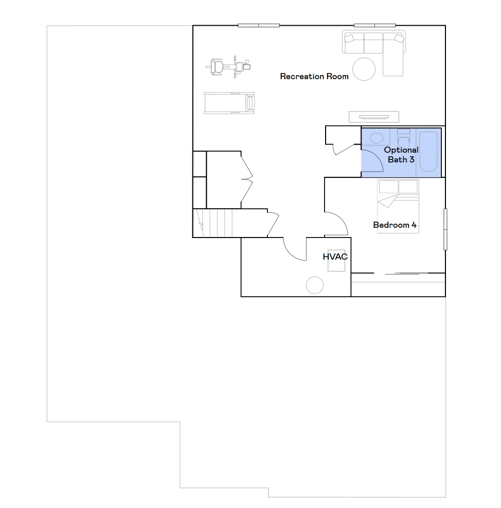 Lower level floor plan.