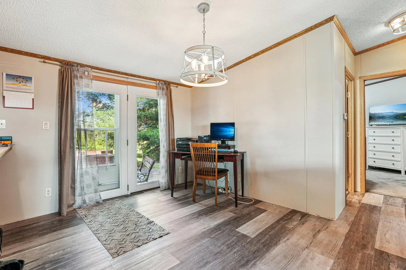 dining area with patio door