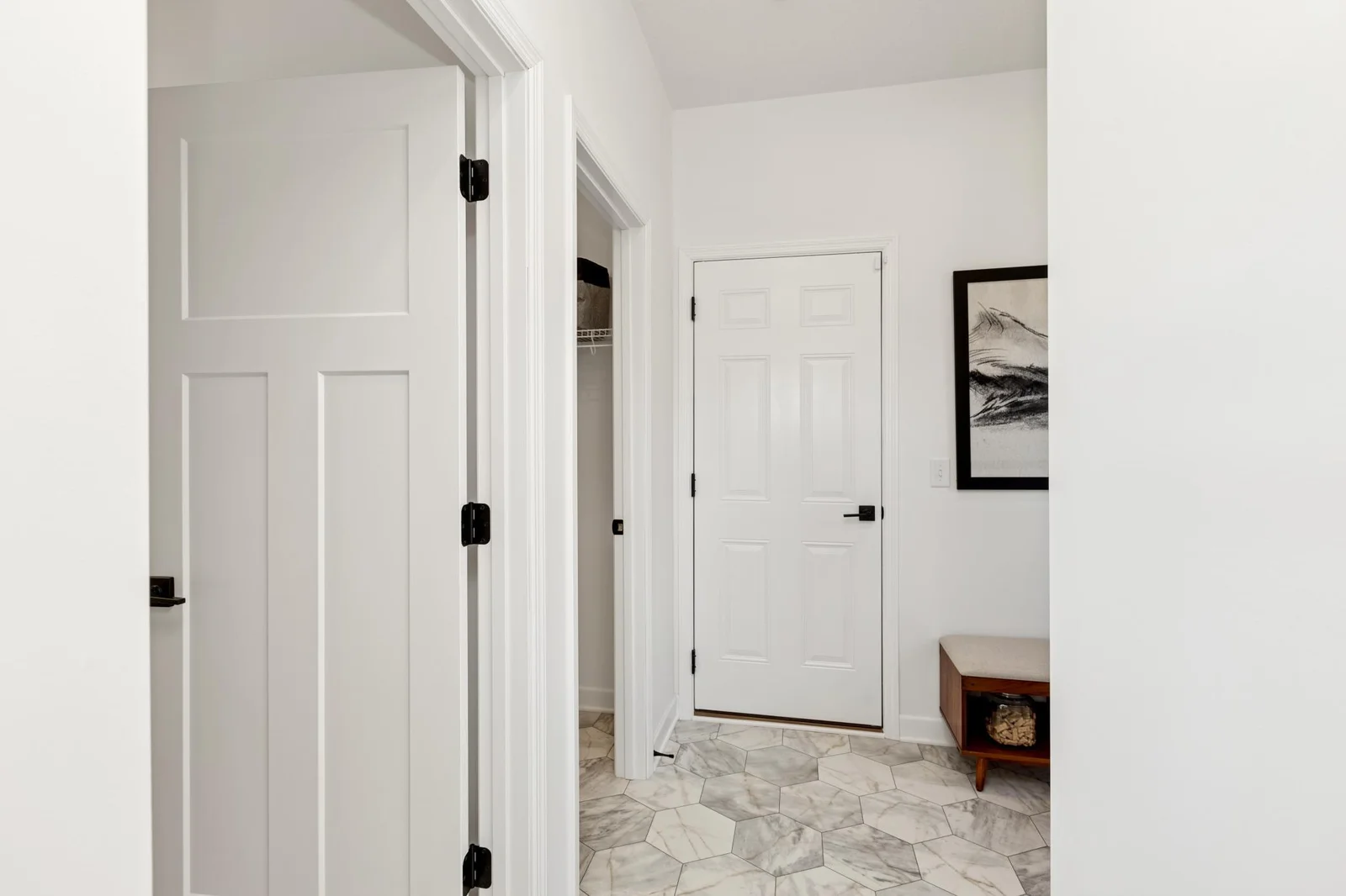 (Photo of a decorated model home, features and finishings will vary) The mudroom