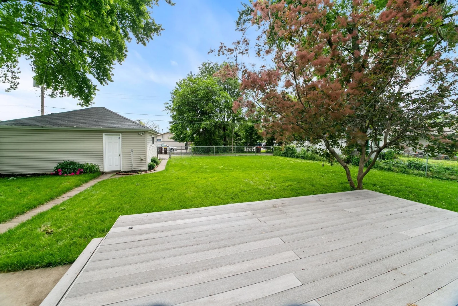 Large, fenced back yard