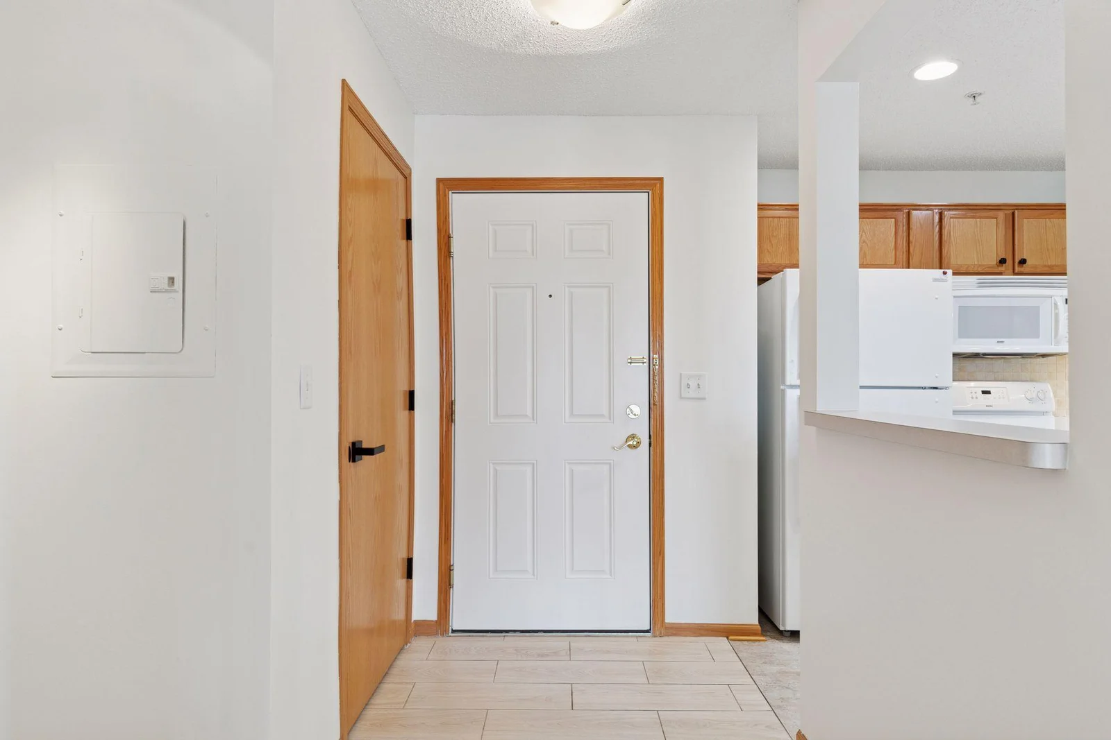 Inside the front door with coat closet on the side.