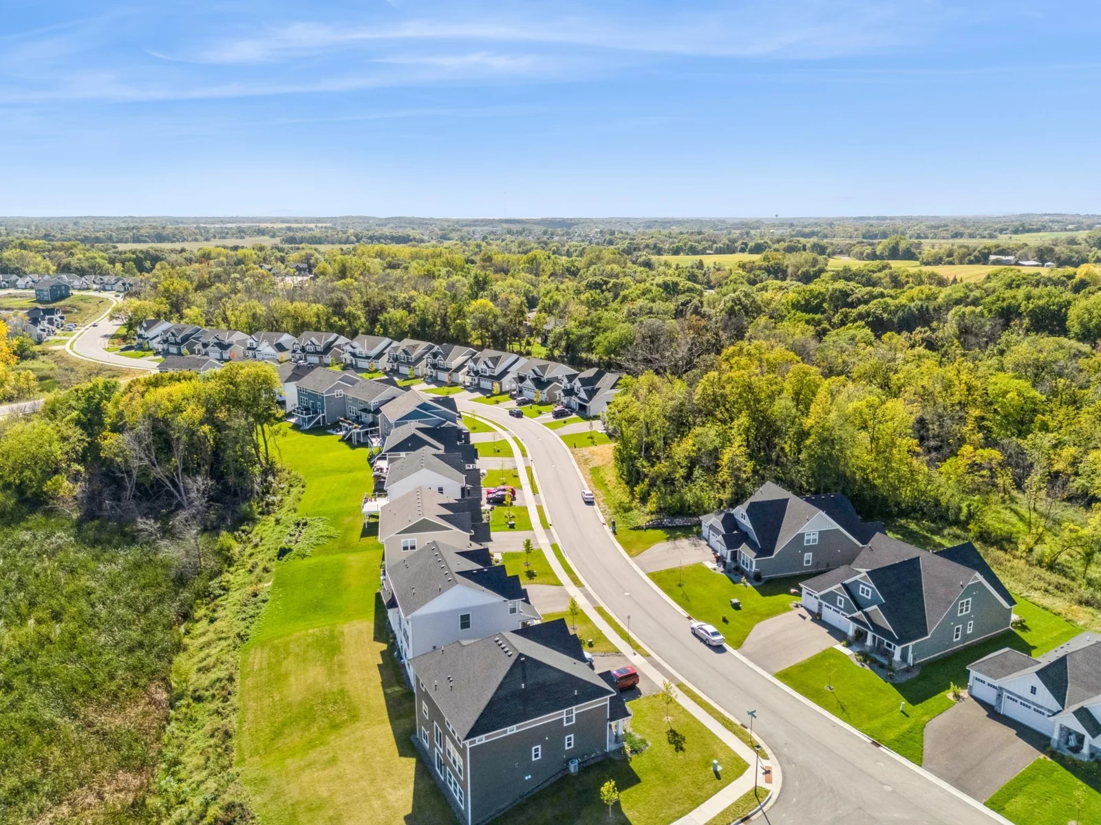 An aerial view of the stunning community of Tavera in Corcoran, MN.