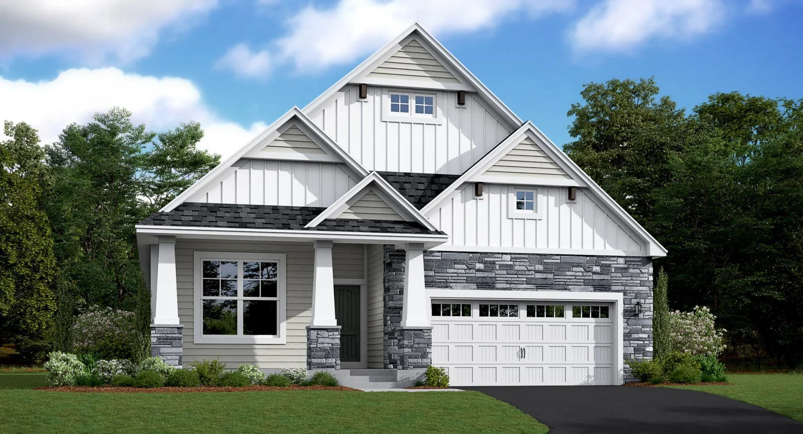 (Exterior rendering, actual homes finishes will vary) The Cordoba has a stunning exterior.