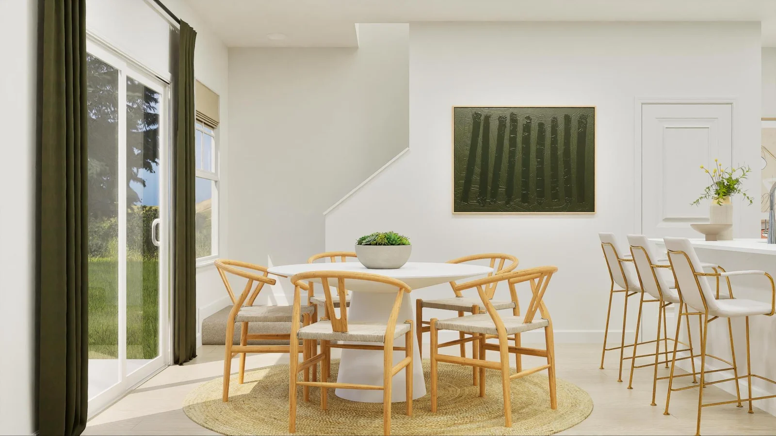 (Photo is of a virtual rendering, actual finishes will vary) Transition outdoors onto the patio for post-meal entertainment