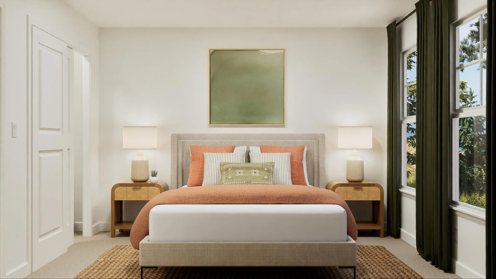 (Photo is of a virtual rendering, actual finishes will vary) Two secondary bedrooms share the second floor with the luxurious owner’s suite.