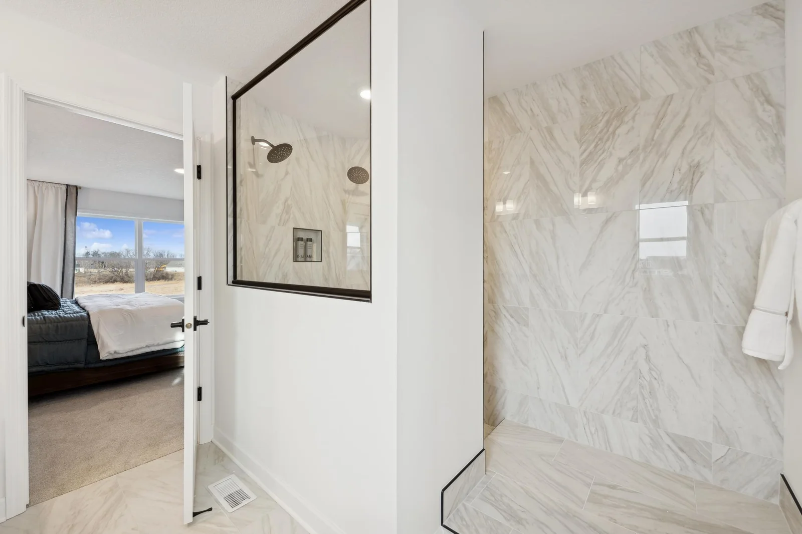 (Photos of model home, features will vary) The walk-in shower provides a spa-experience