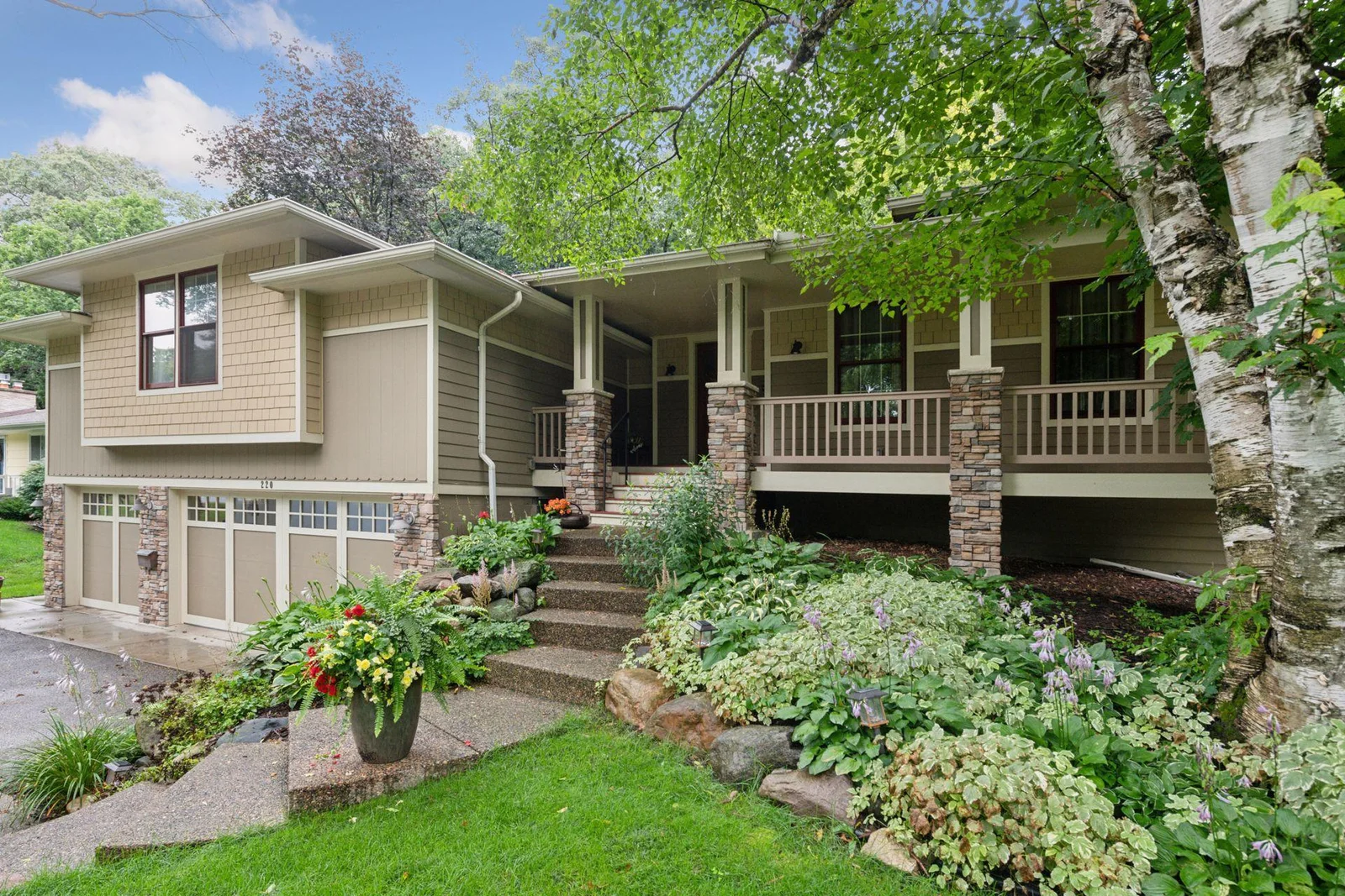 Meandering stairs through the gorgeous front gardens at 220 Glenbrook Rd. N.