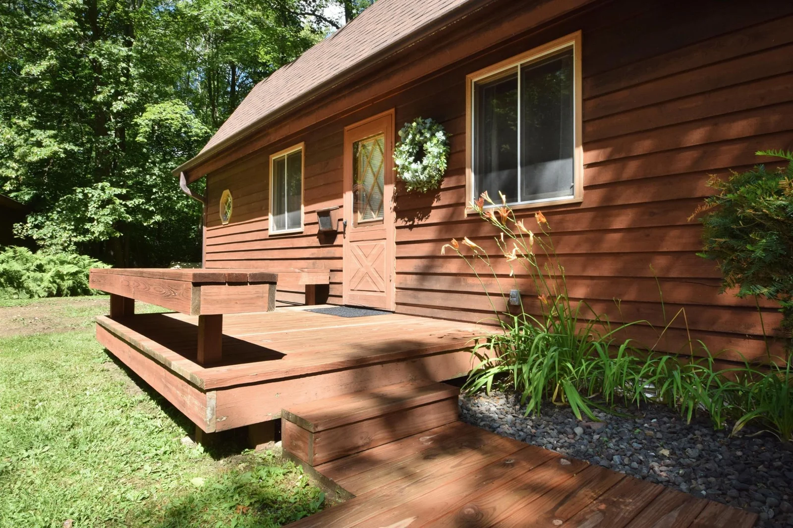 Enjoy the morning sun on the private deck