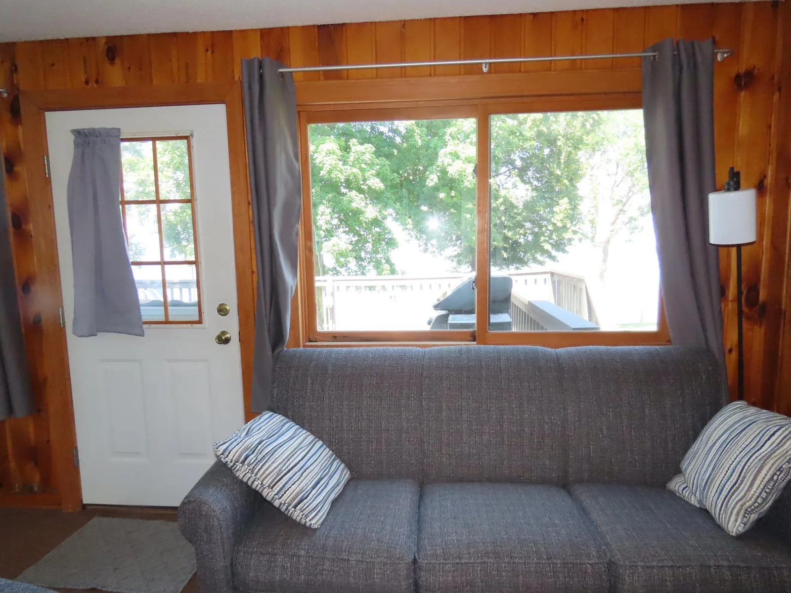 Door to deck overlooking lake