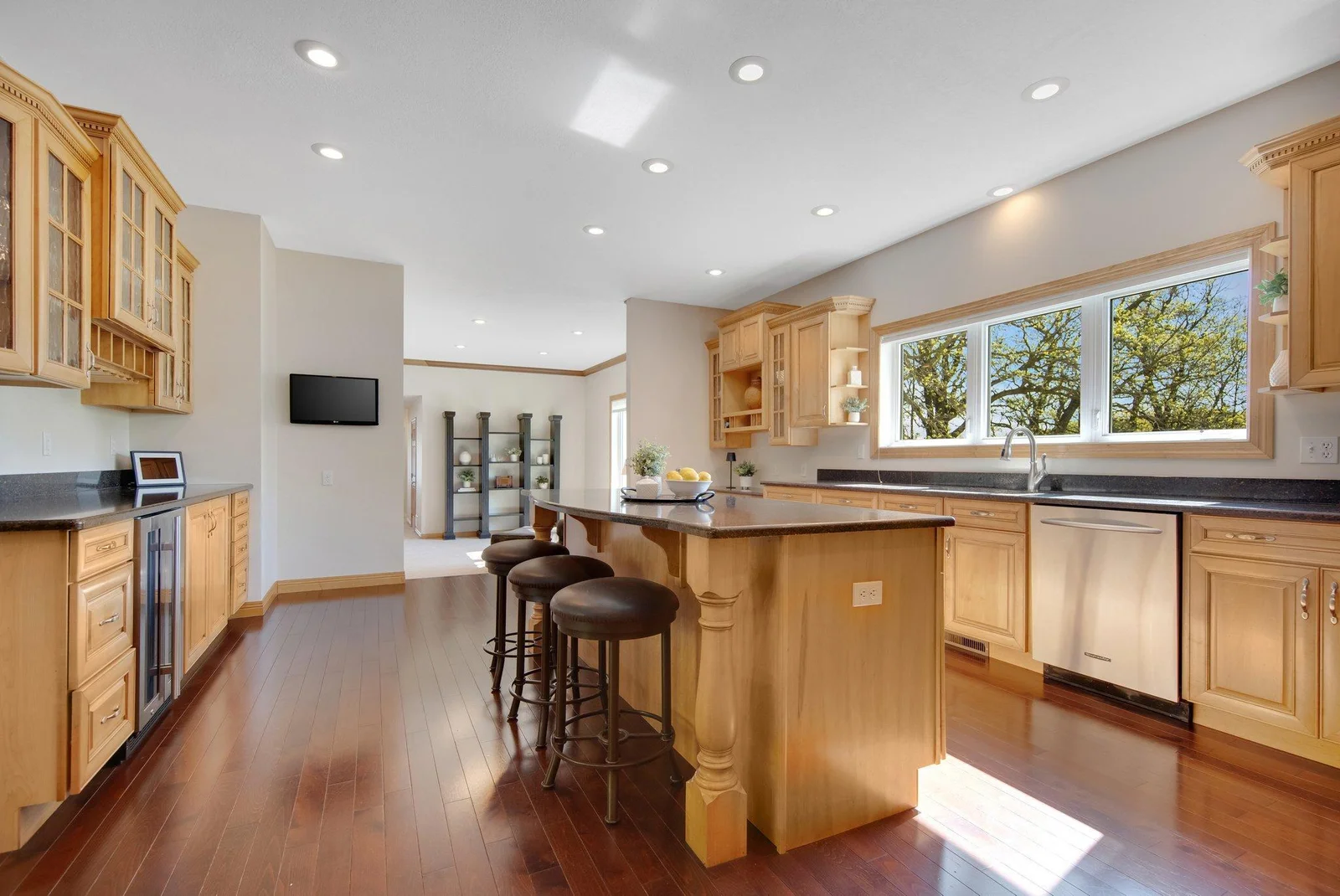 Large Center Island, Beverage Station, Custom Woodwork, and more!