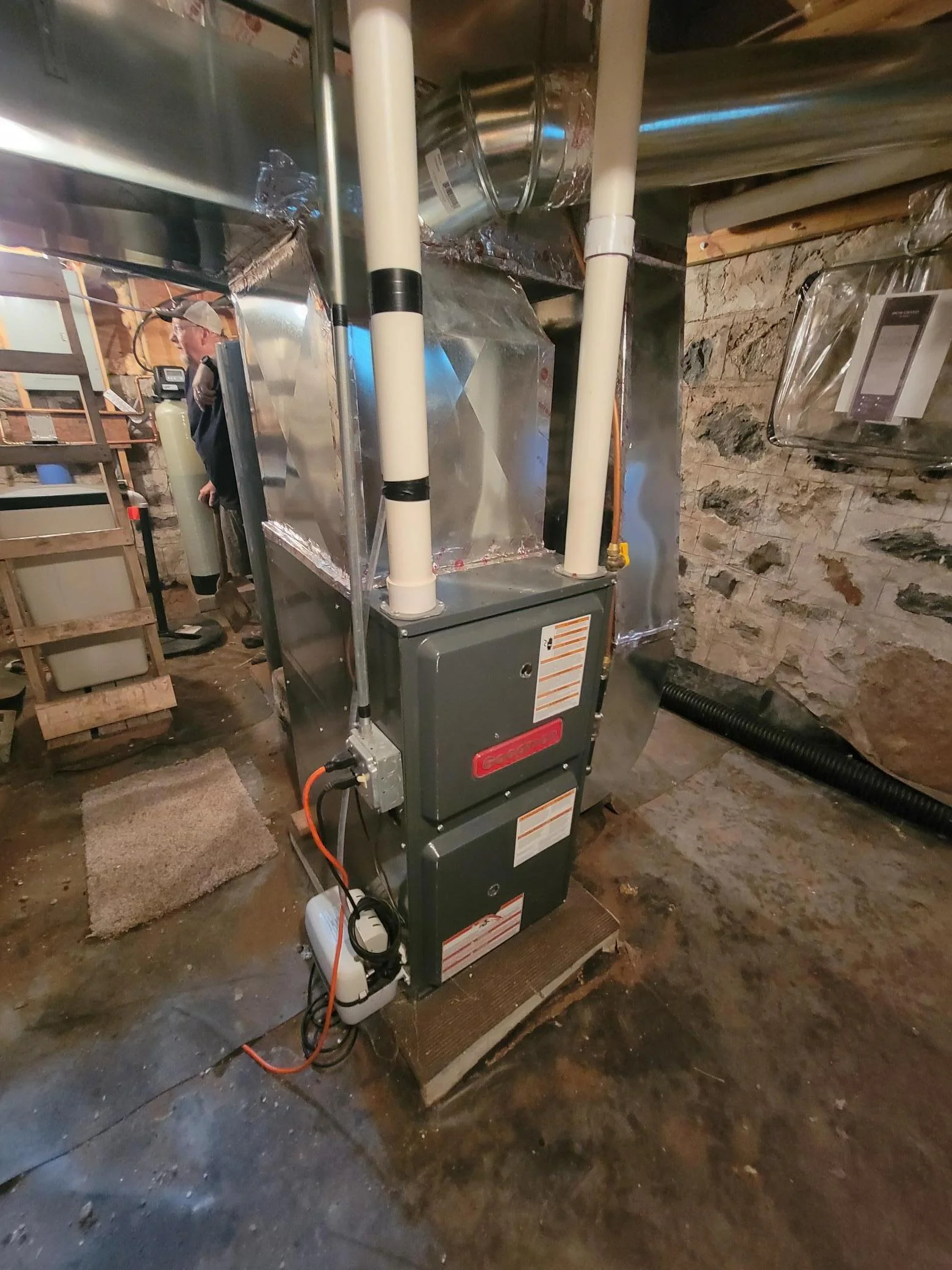 The home's furnace in the basement