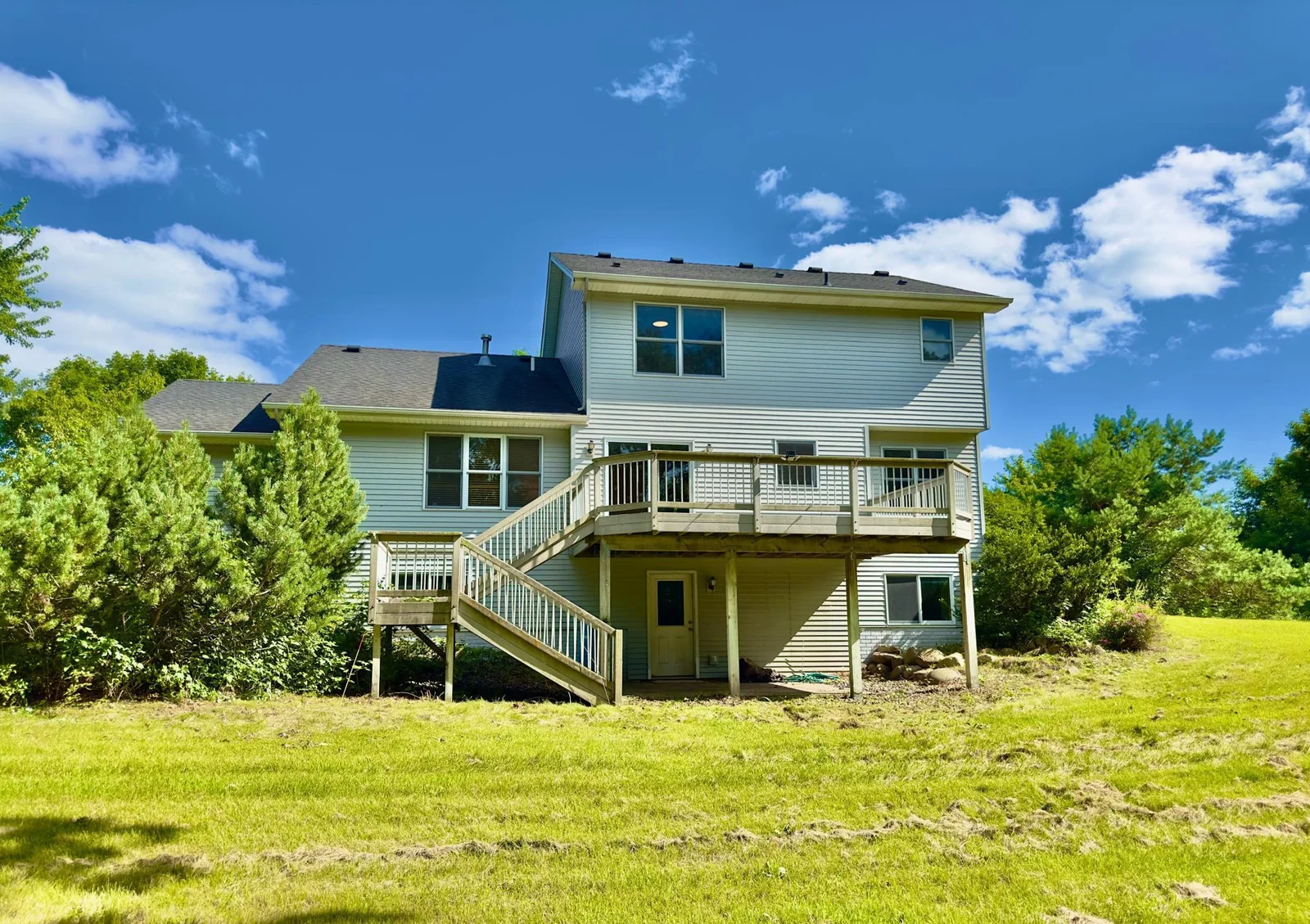 Wonderful backyard deck, overlooking a spacious and private yard