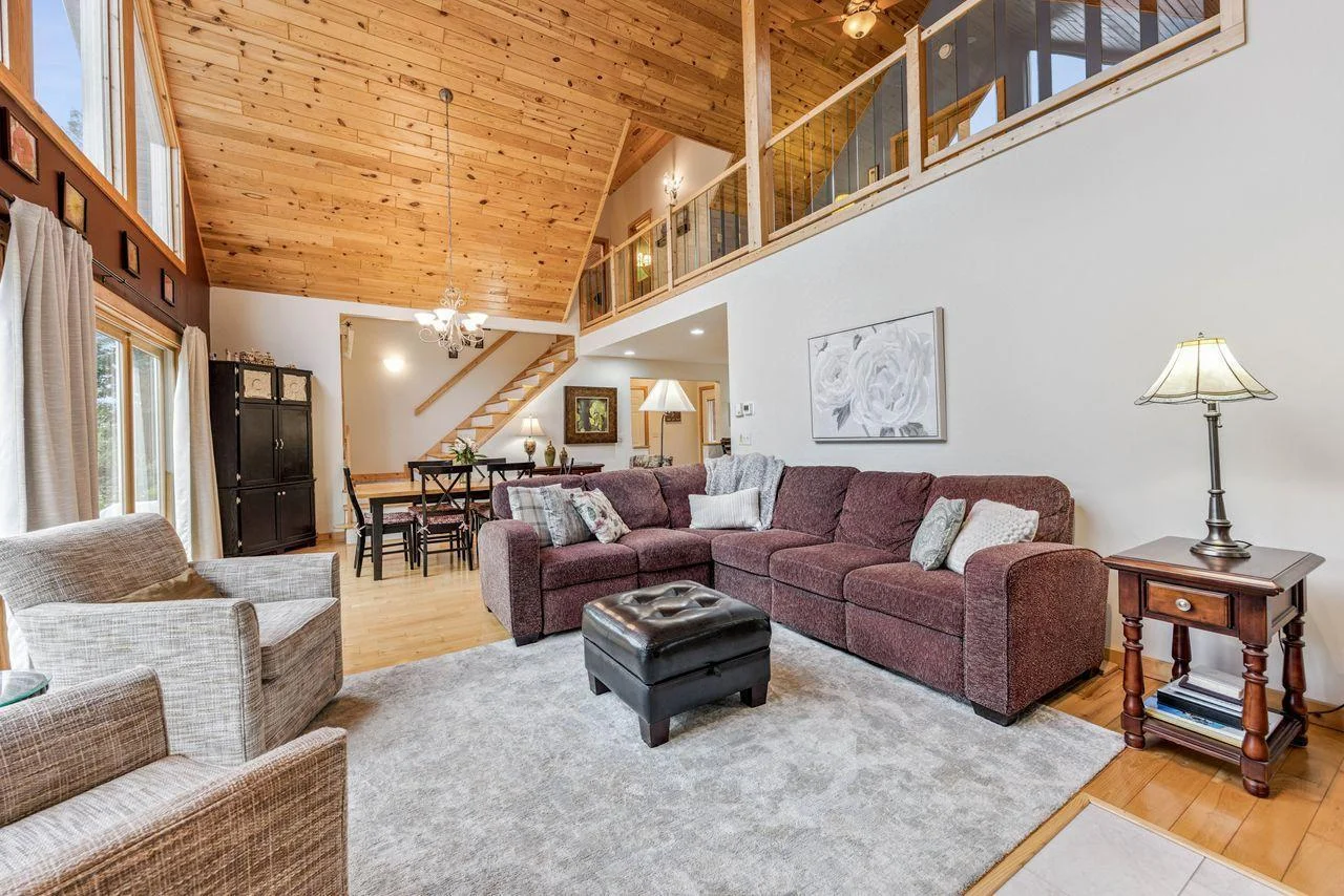 Open layout with vaulted ceilings