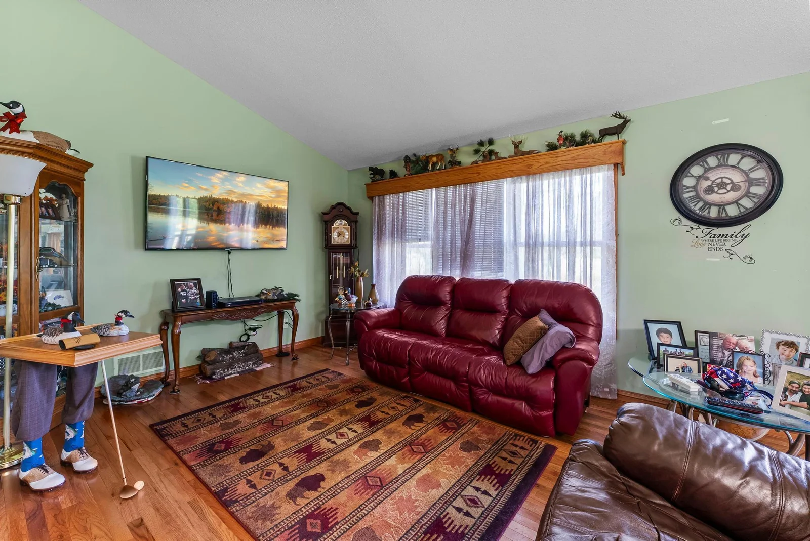 This rambler has vaulted ceilings on the main level and an open floor plan perfect for entertaining.