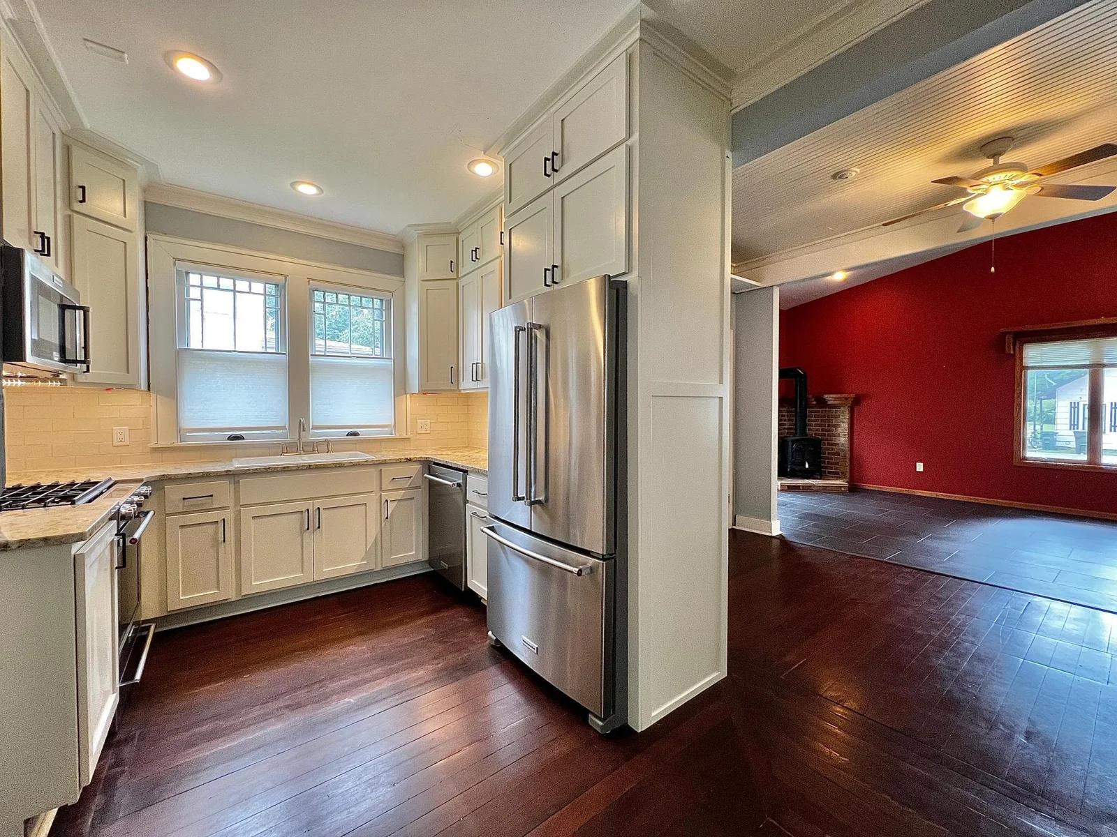 Kitchen with View of the Family Room.