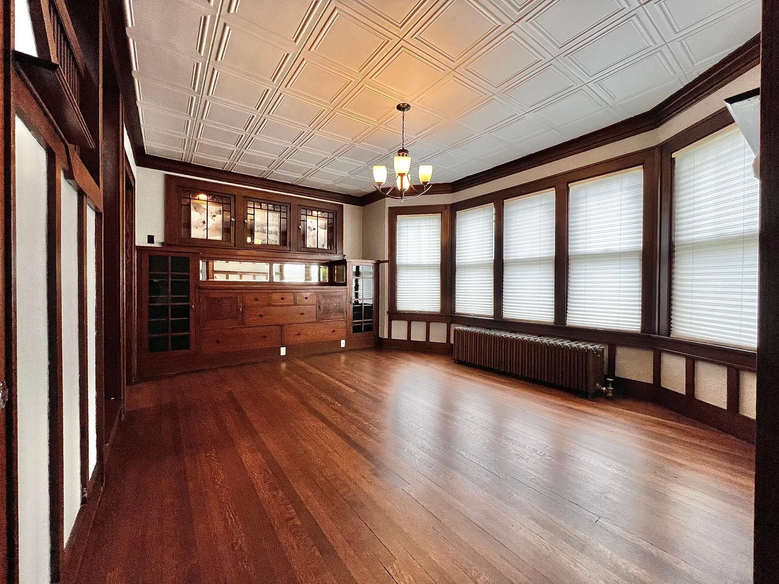 Dining Room, Love the Beautiful Refinished Wood Floors, Built in Hutch and Wood Work!
