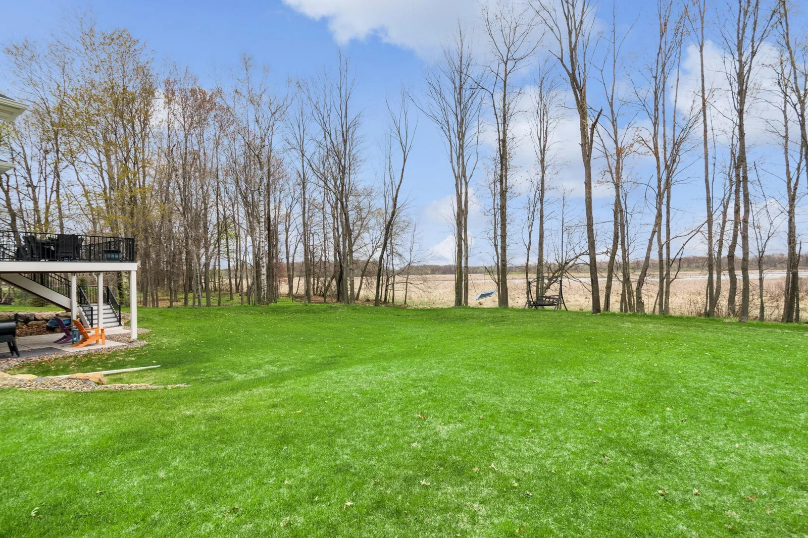 Multiple acres of manicured lawn