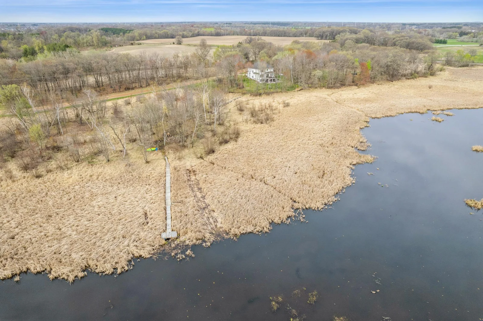 Aerial view of the property : Lake, Boardwalk