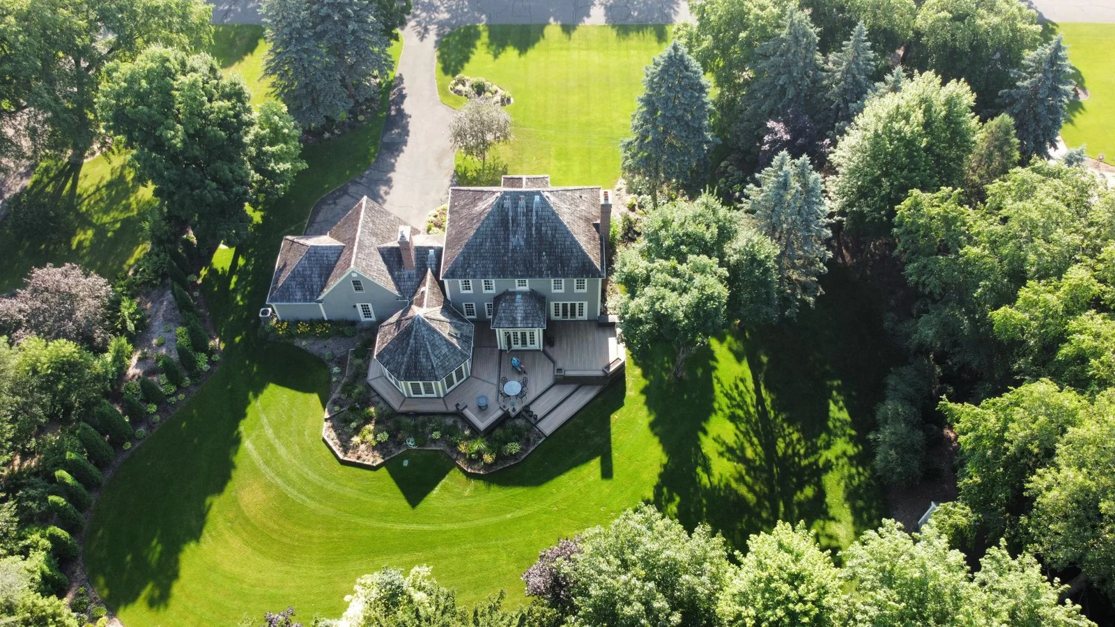 Ariel photo of the back of the home