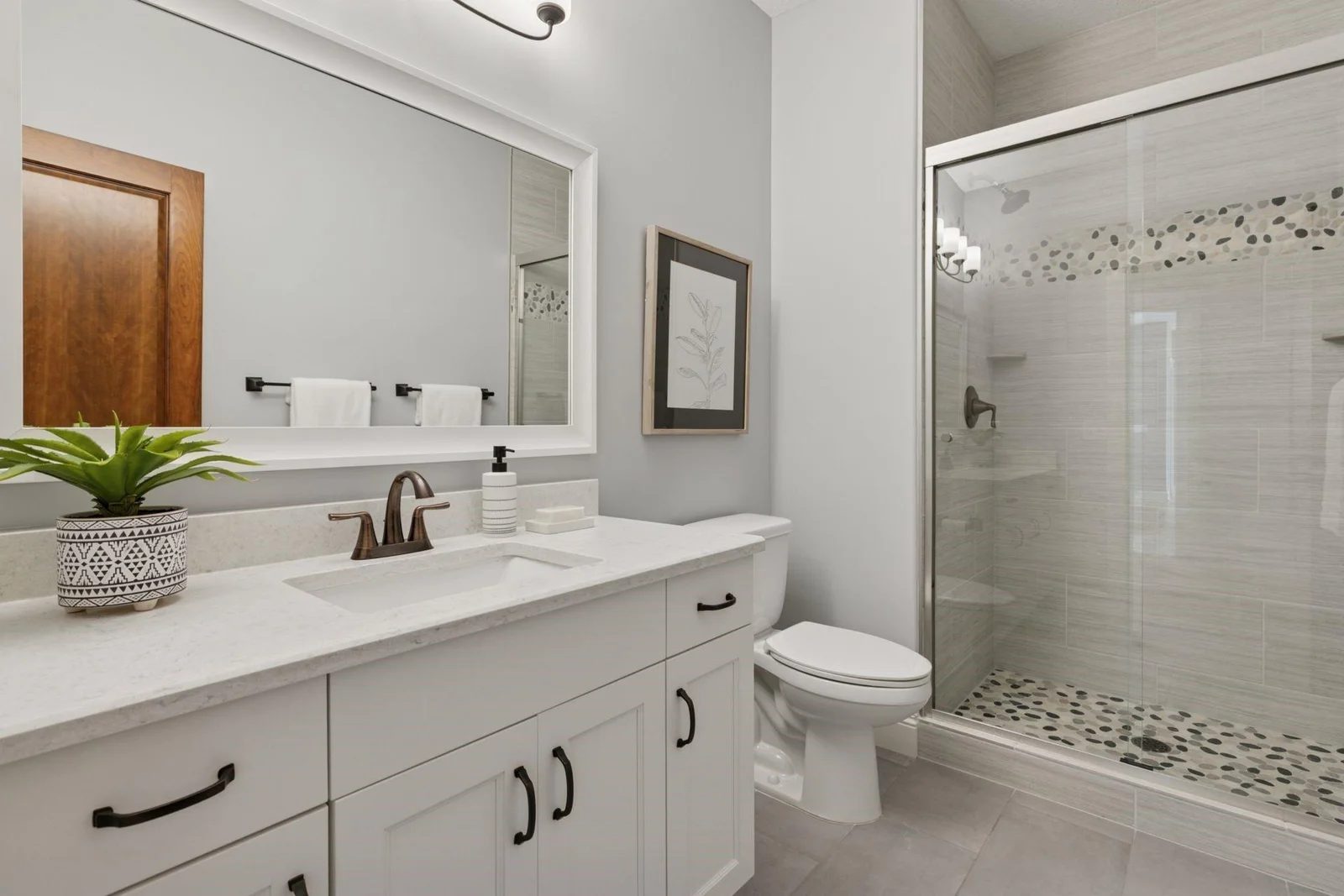 Bathroom with custom tile shower