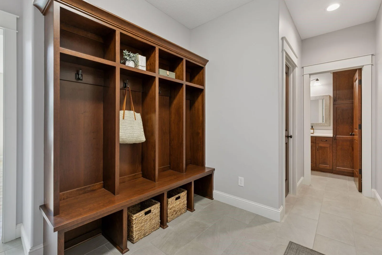 Mudroom with custom built-in locker and storage