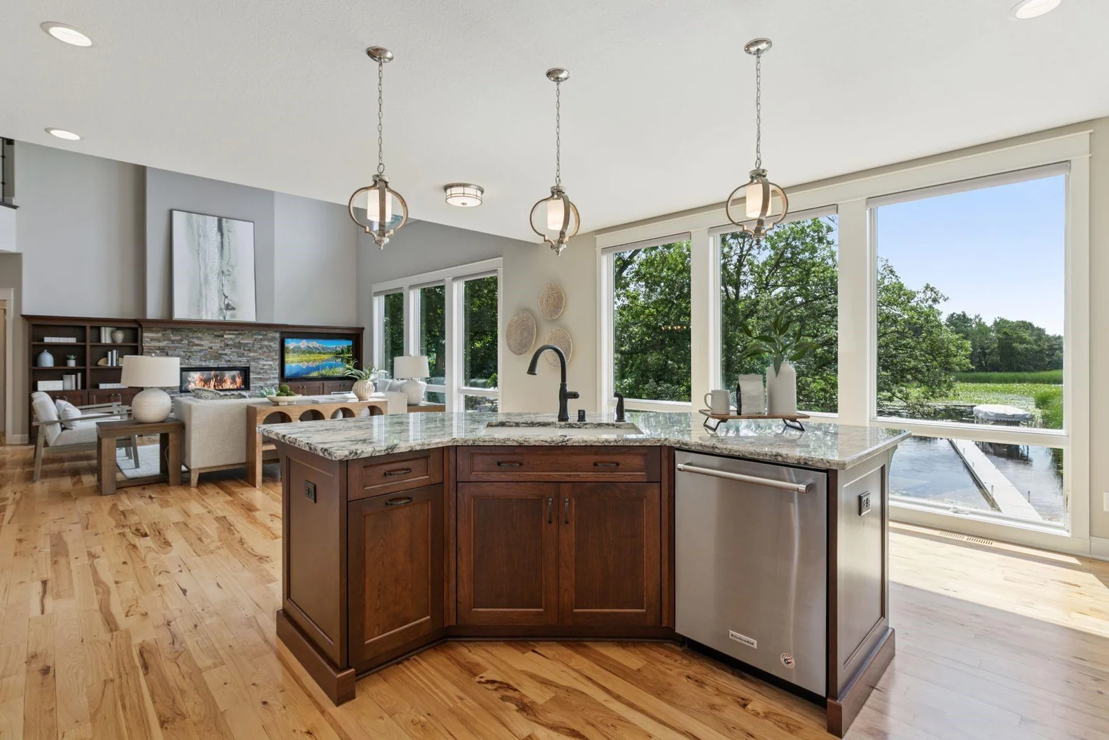 Capture views of the lake while you are preparing meals in your kitchen.